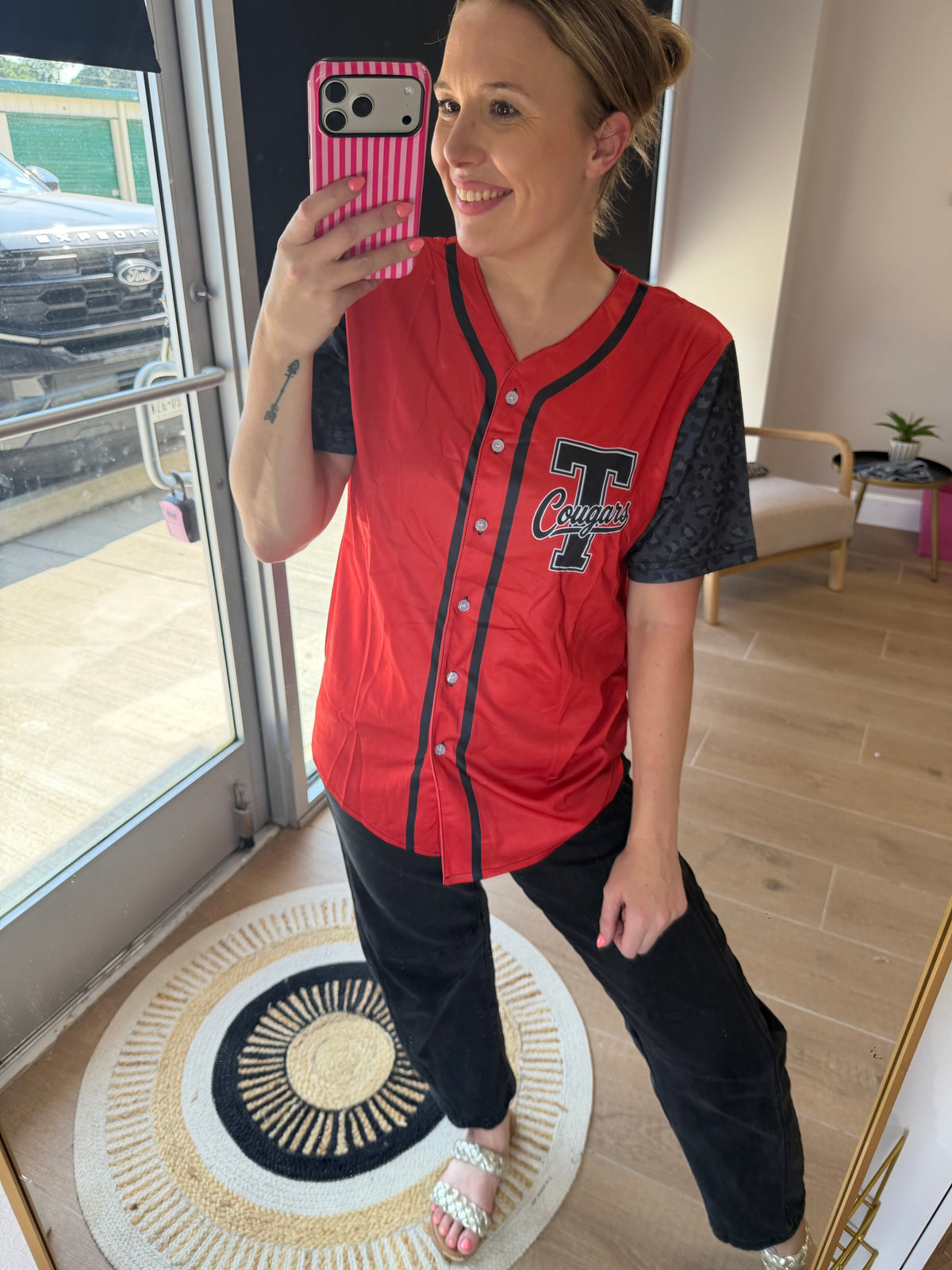 Tomball Cougars Spirit Jersey | Leopard Sleeve Gameday Top | Tomball TX