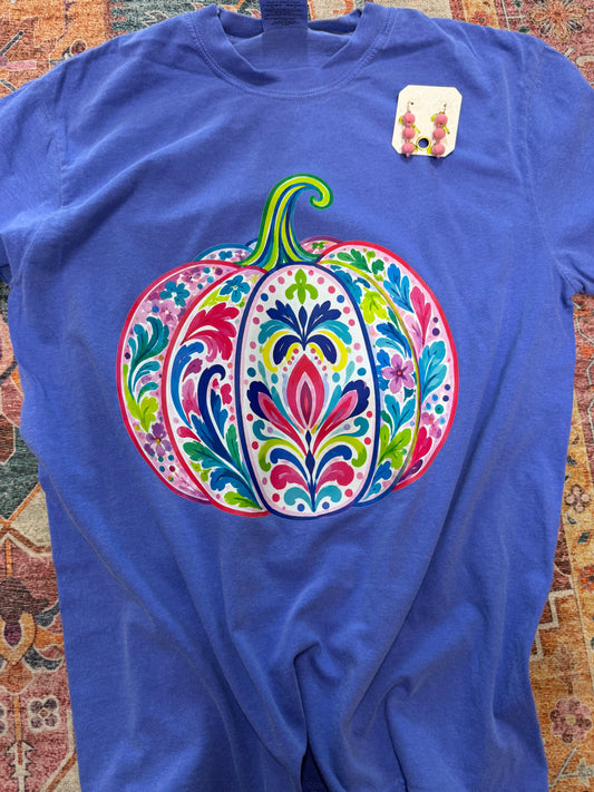 Colorful Floral Pumpkin Graphic Tee