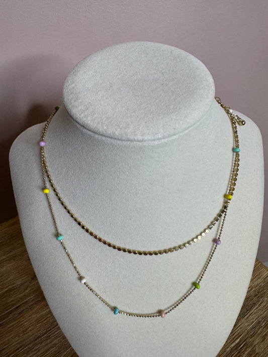 Pastel Confetti Double Layer Necklace