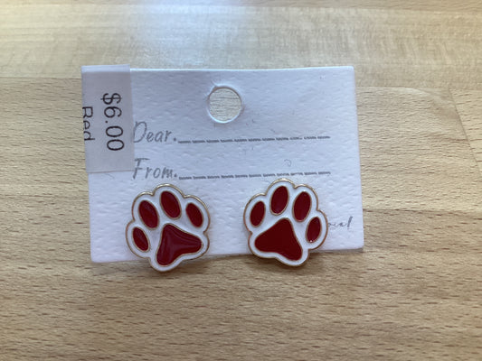 Red Cougar Paws Earrings