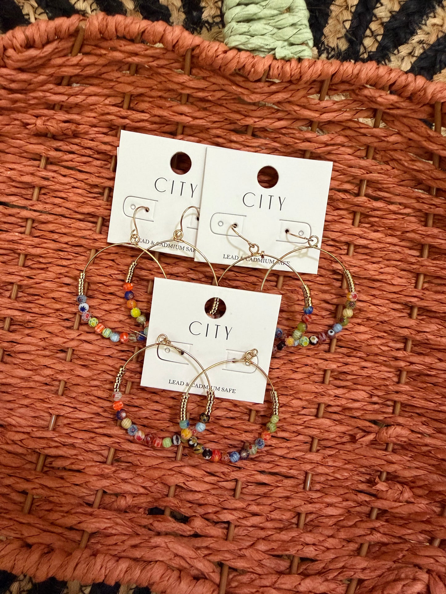 Colorful Beaded Hoop Earrings