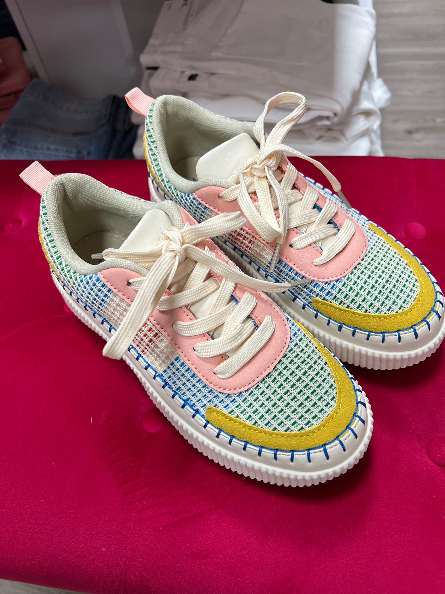 Multi Colored Woven Tennis Shoes