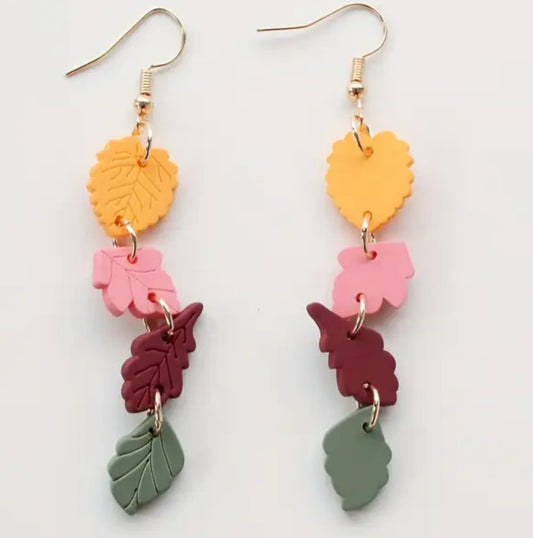 Falling Leaves Colorblock Dangle Earrings