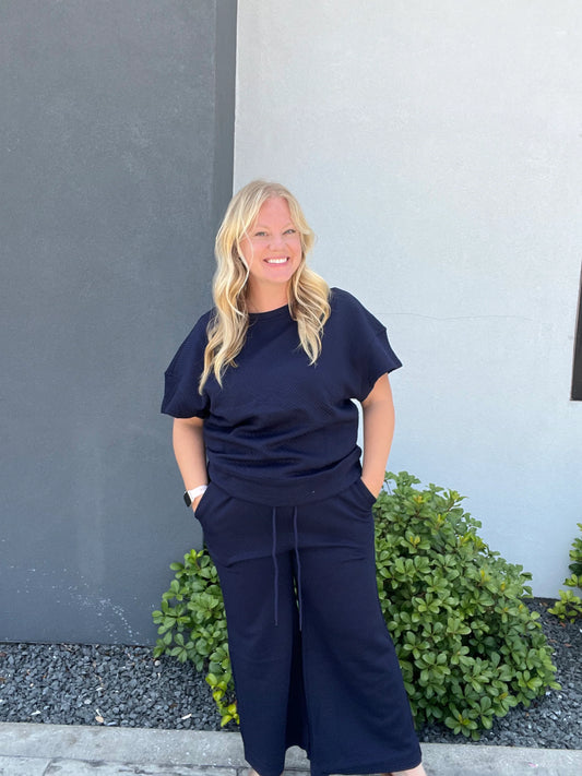 Navy Textured Lounge Set