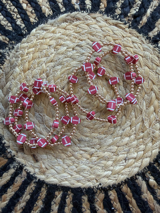 Football Gold Beaded Stretch Bracelet