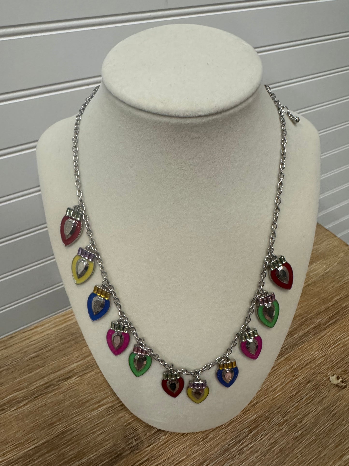 Silver Christmas Light Charm Necklace