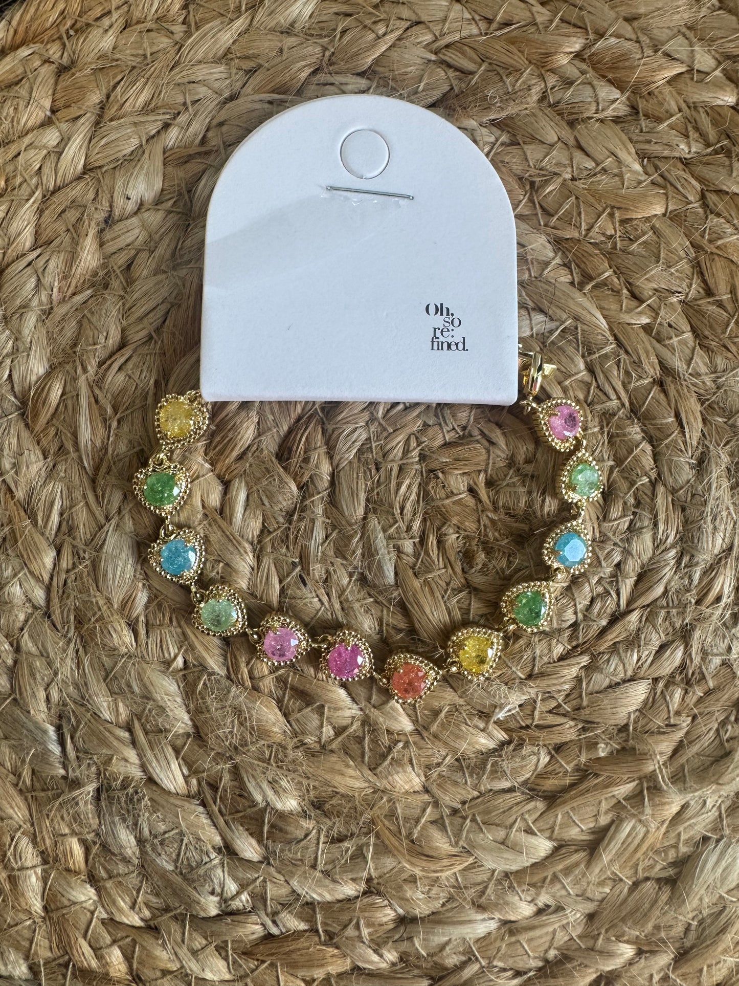 Colorful Heart Crystal Charm Bracelet