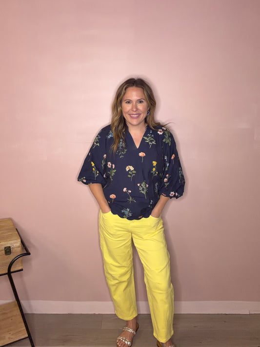 Sunny Yellow Stretch Drawstring Pants