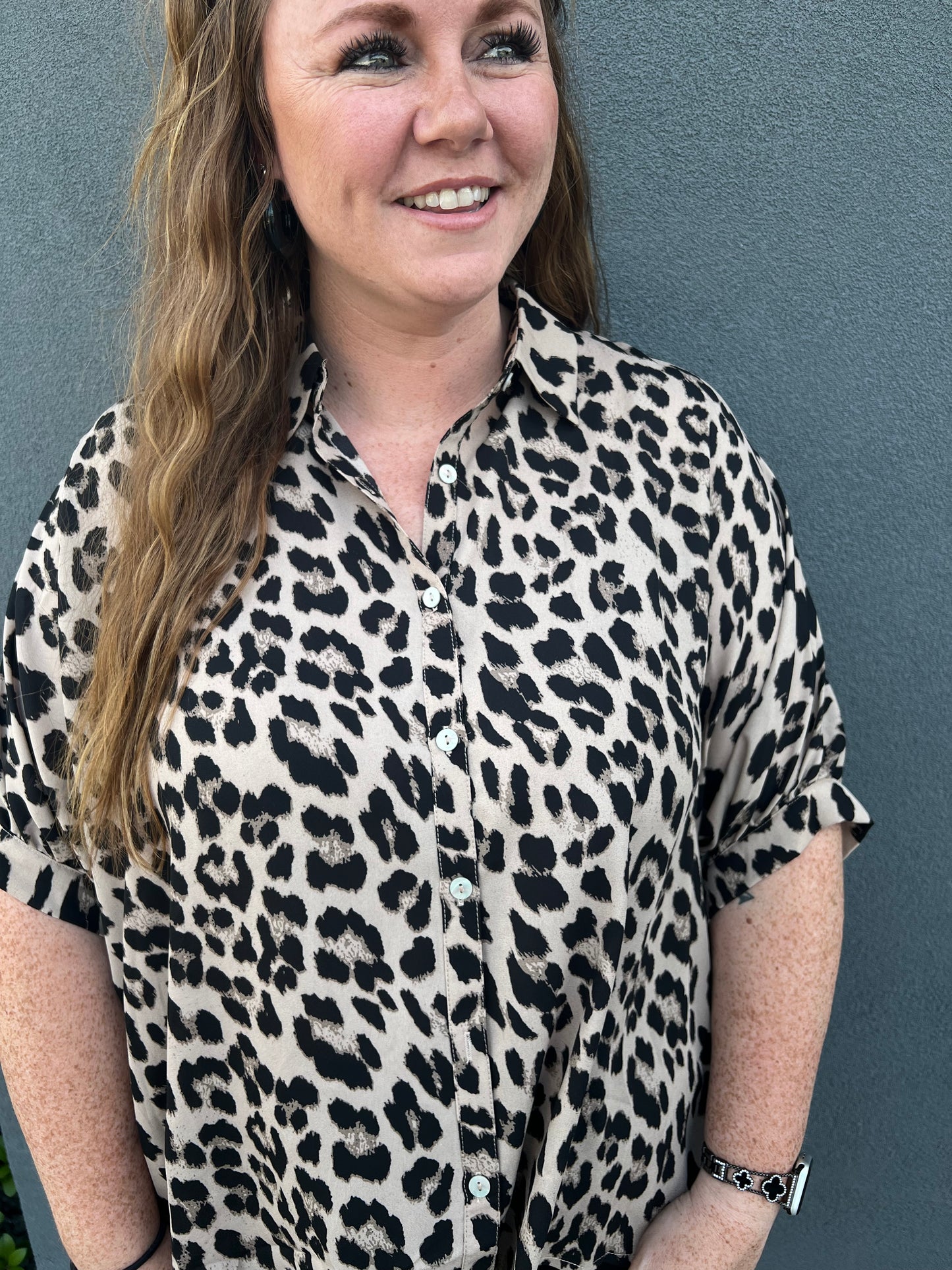 Feeling Fierce Leopard Dolman Sleeve Blouse