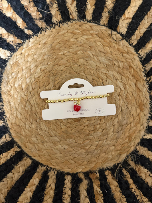 Stainless Steel Teacher Apple Bracelet