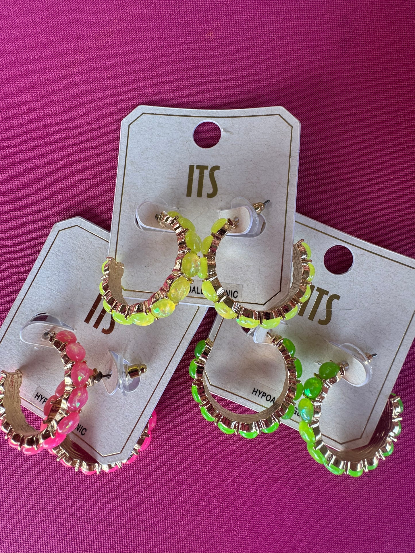 Neon Studded Hoop Earrings