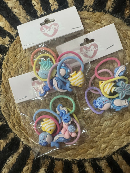 Ocean Animal Ponytail Holder Set