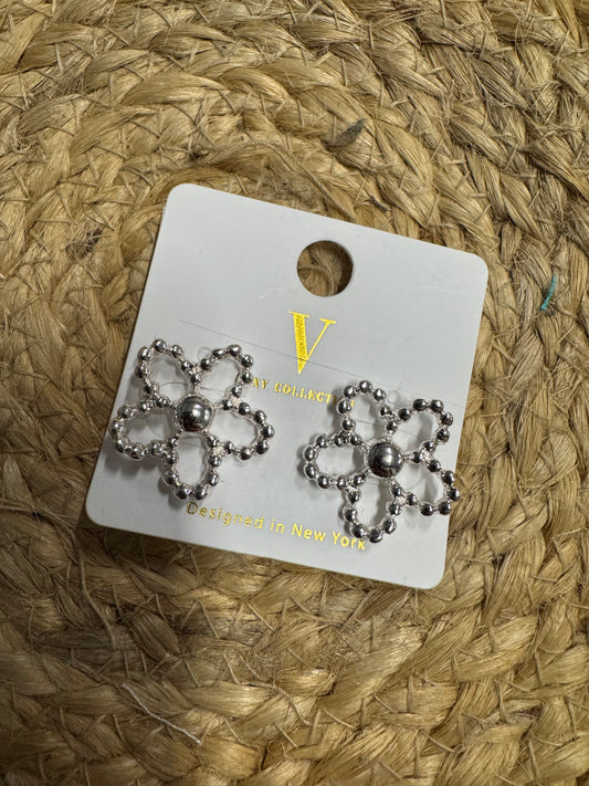 Silver Flower Stud Earrings