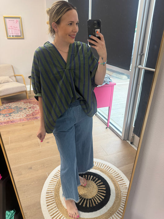 Uptown Coastal Oversized Stripe Blouse