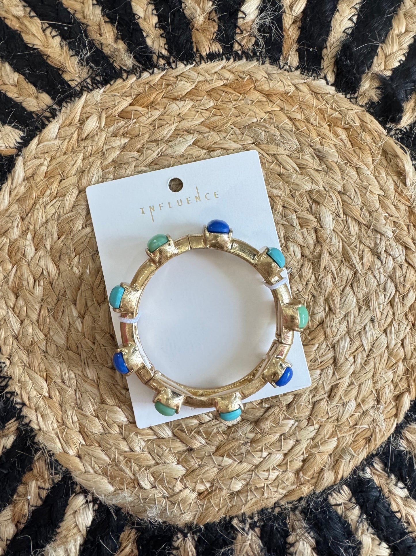 Blue Stone Stretch Statement Bracelet