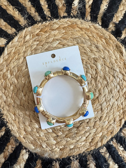 Blue Stone Stretch Statement Bracelet