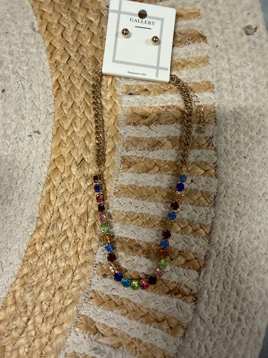 Rainbow Gem Tennis Necklace