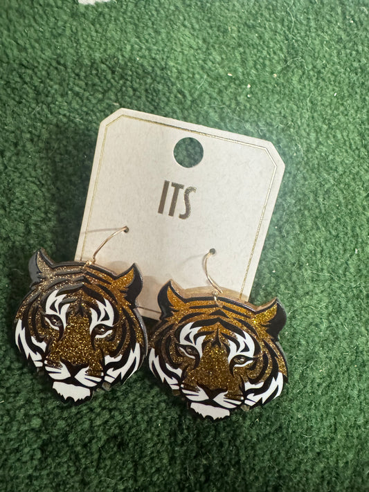 Glitter Tiger Statement Earrings