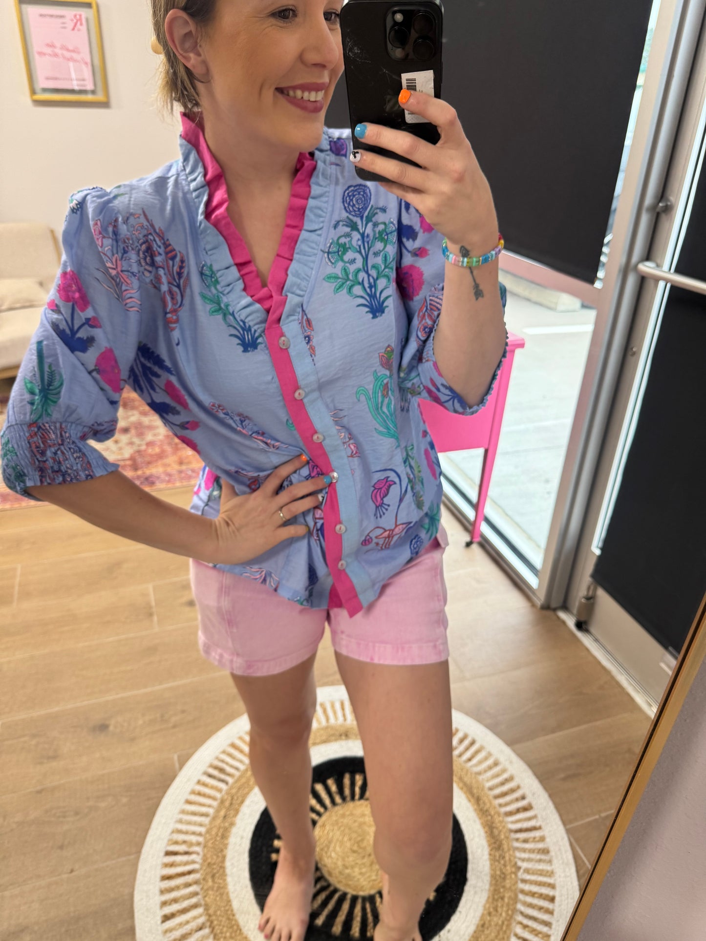 Periwinkle Garden Floral Blouse