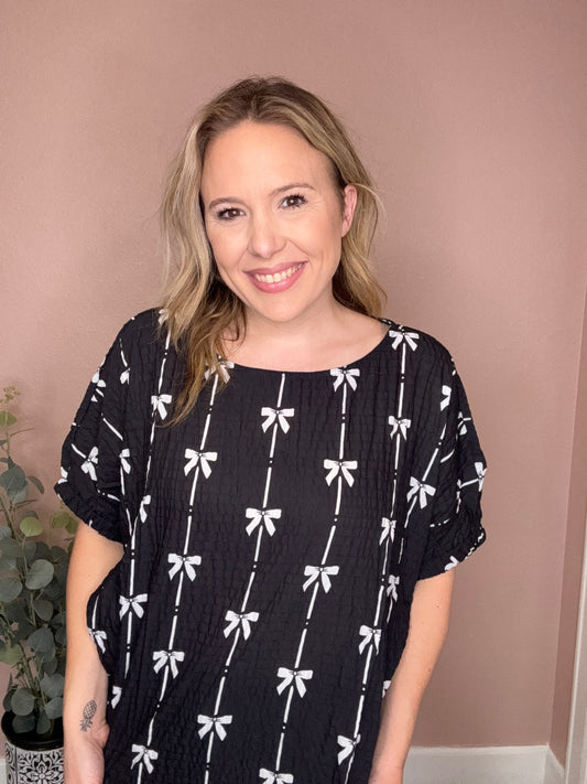 Black Bow Poplin Blouse