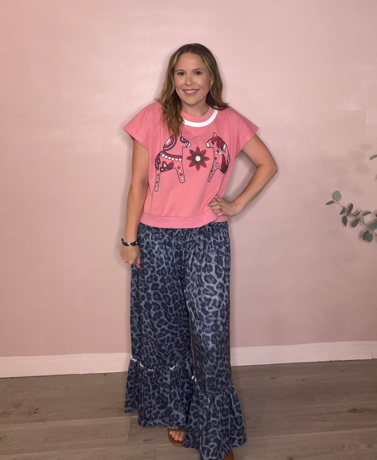 Pink Western Embroidered Top