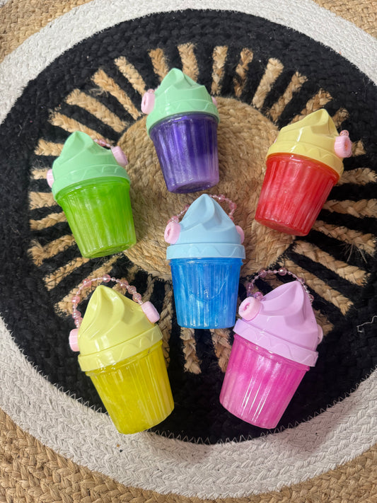 Ice Cream Glitter Slime Keychain