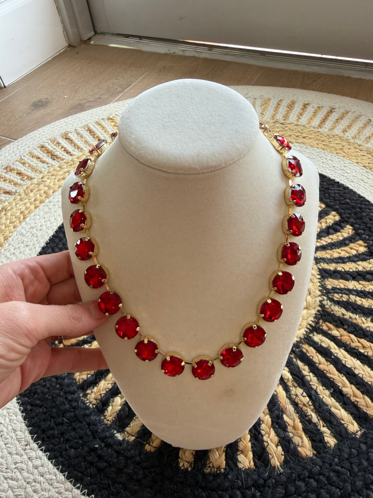 Ruby Red Crystal Statement Necklace