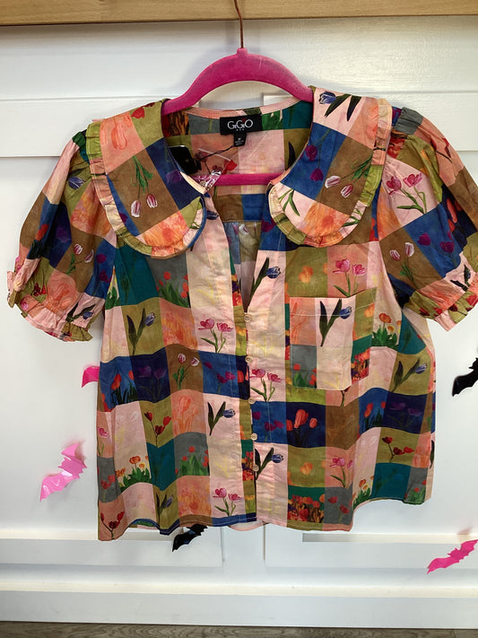 Vintage floral patchwork blouse