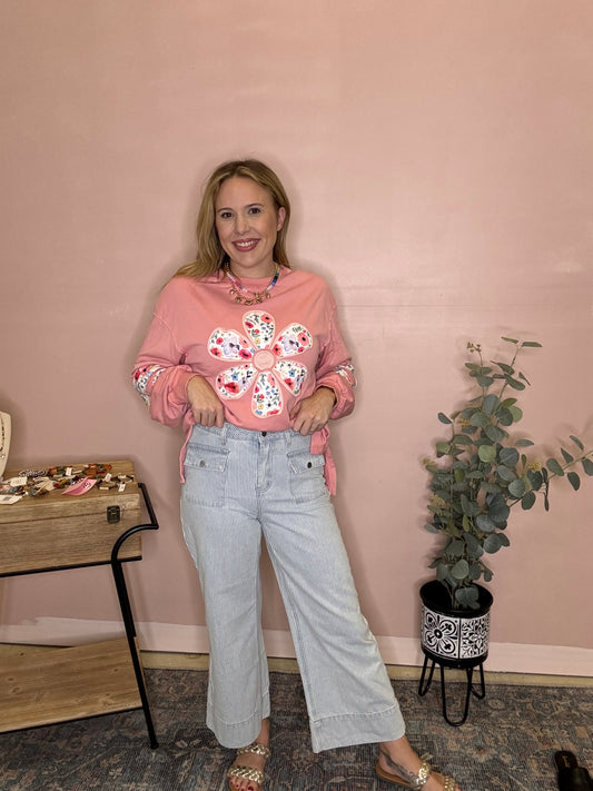 Pinstripe Front-Pocket Pants