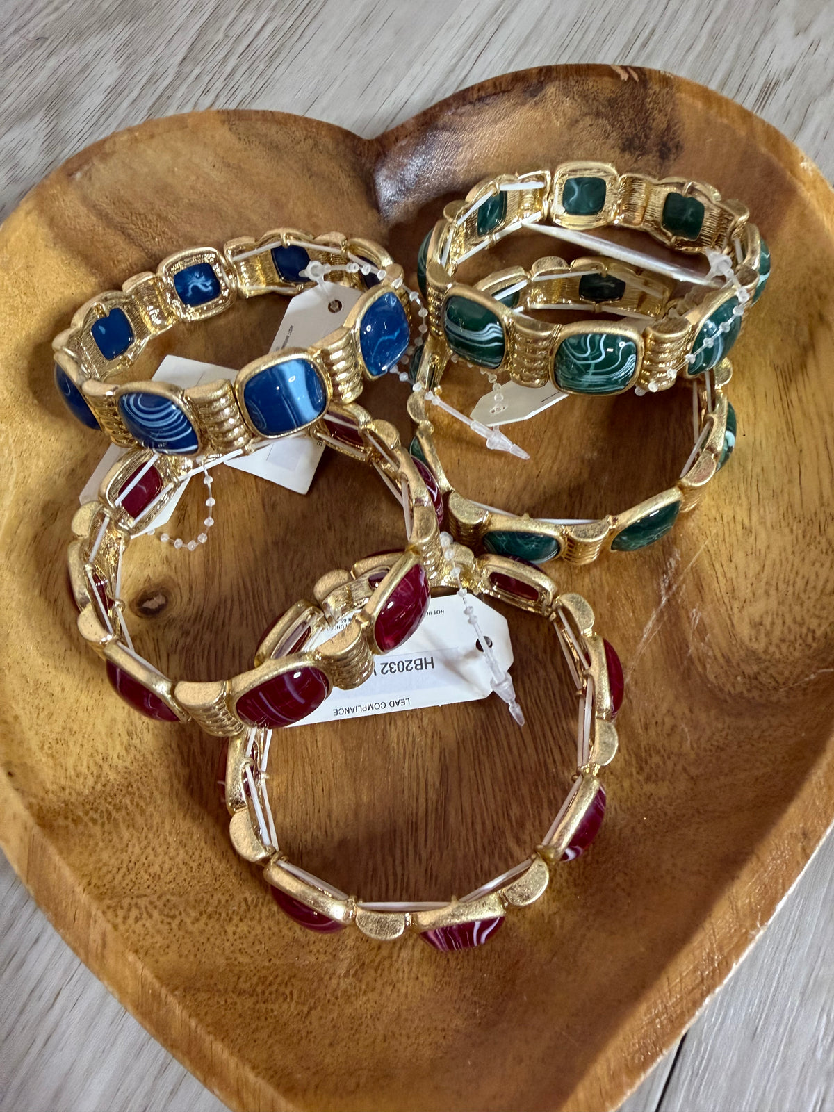 Gold Framed Stone Stretch Bracelet