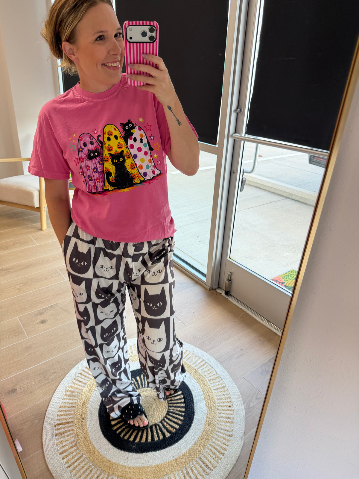 Black & White Cat Print Pants