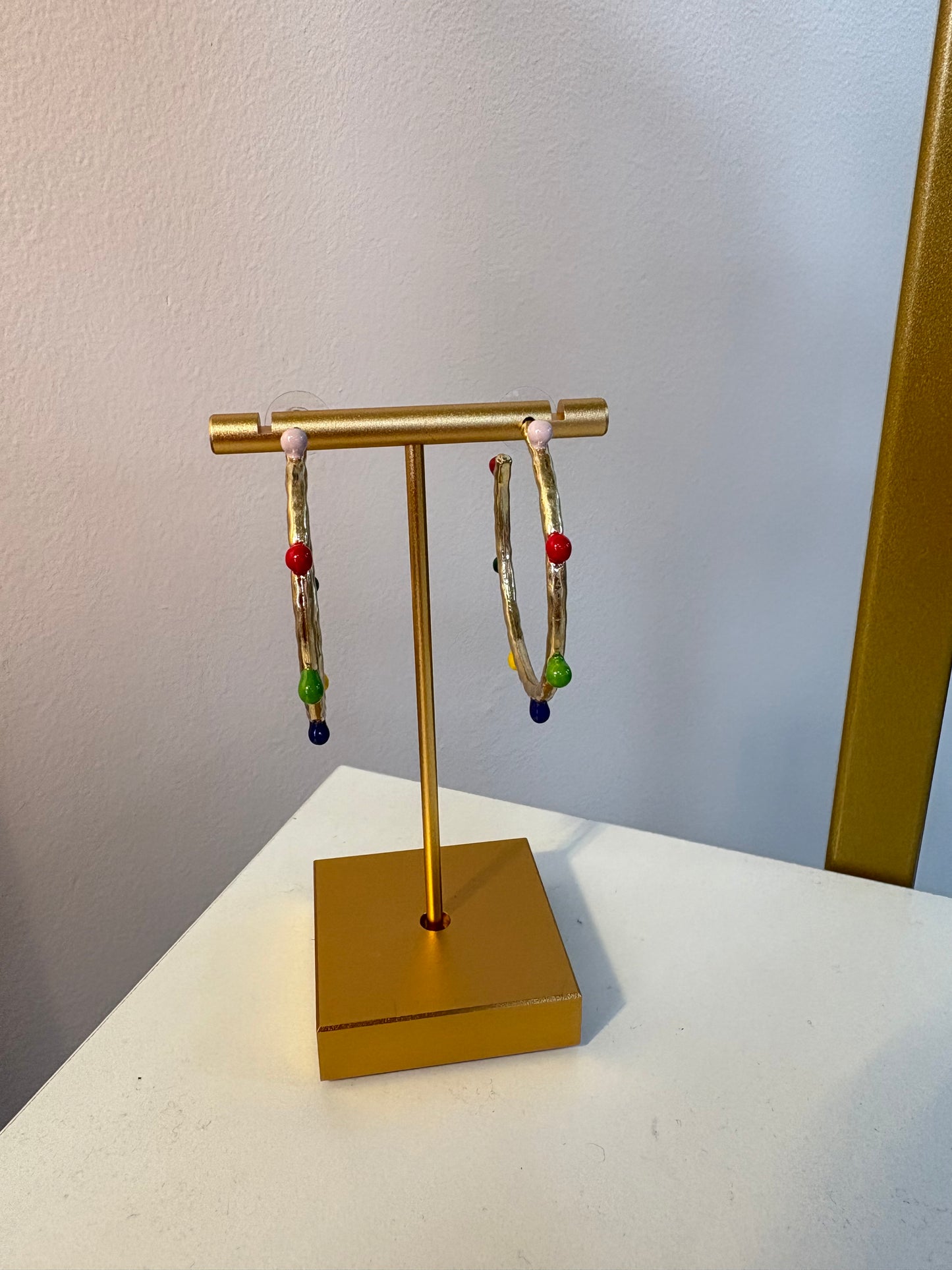 Rainbow Dot Hoop Earrings