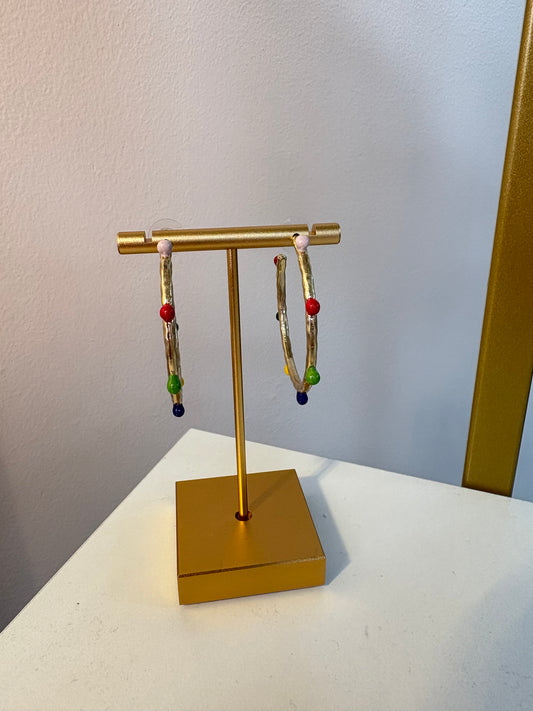 Rainbow Dot Hoop Earrings