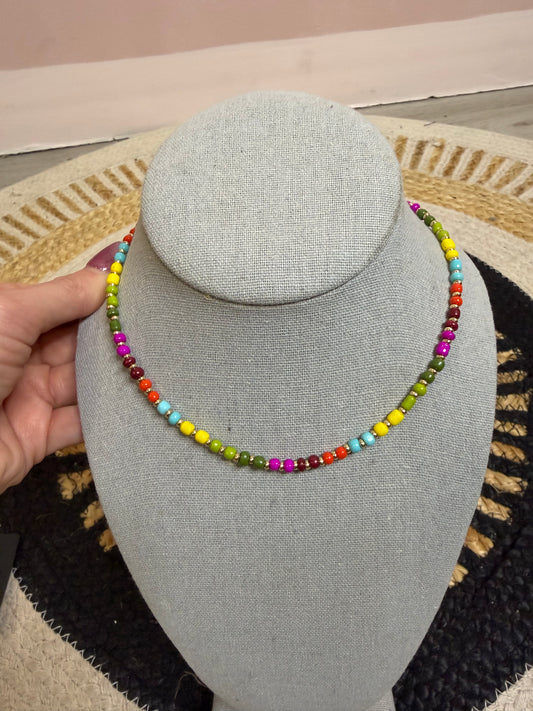 Colorful Beaded Layering Necklace - Multicolor Everyday Necklace