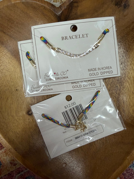 Rainbow Rope Cubic Zirconia Bracelet