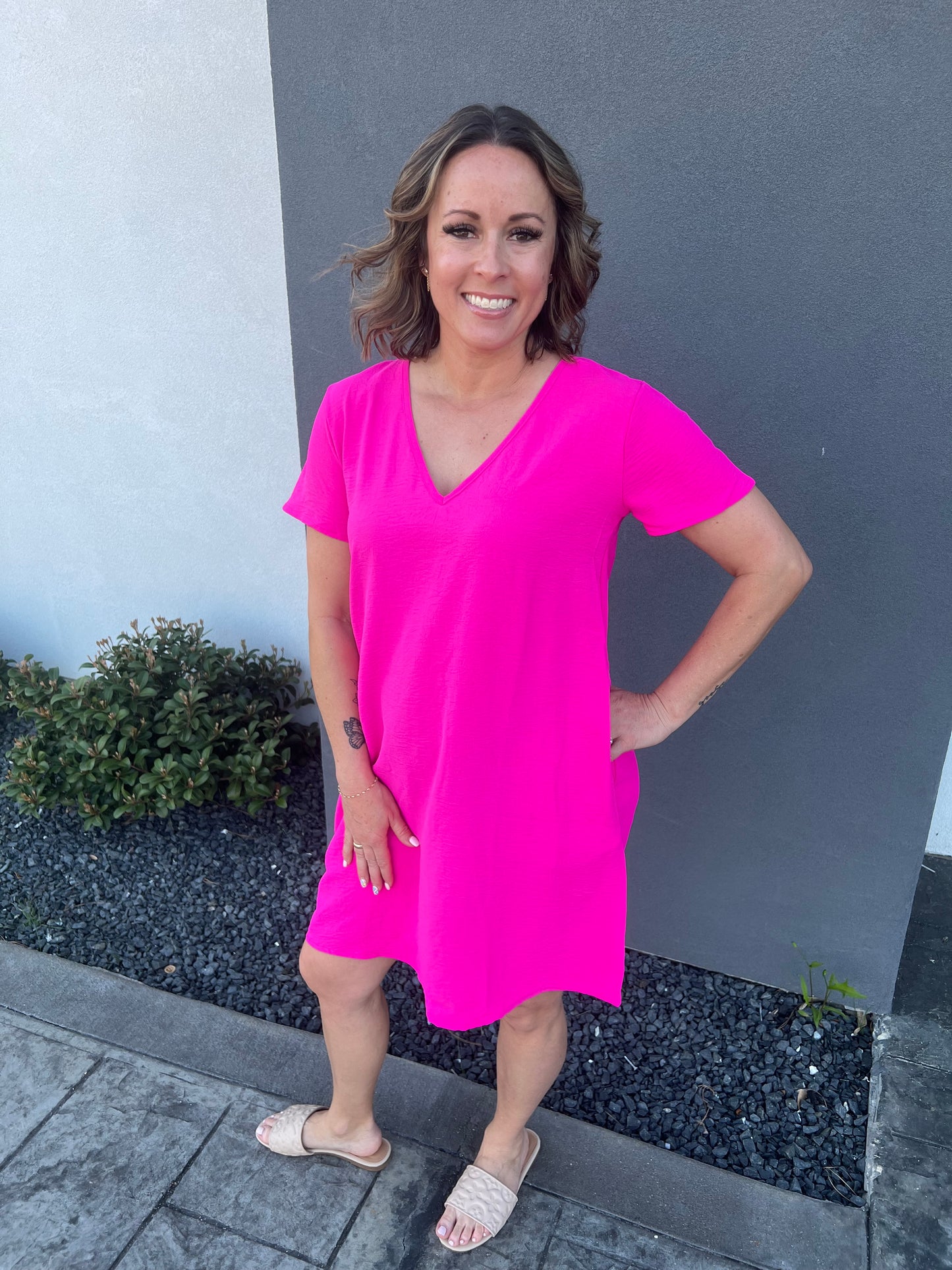 Everyday Hot Pink Airflow Shift Dress