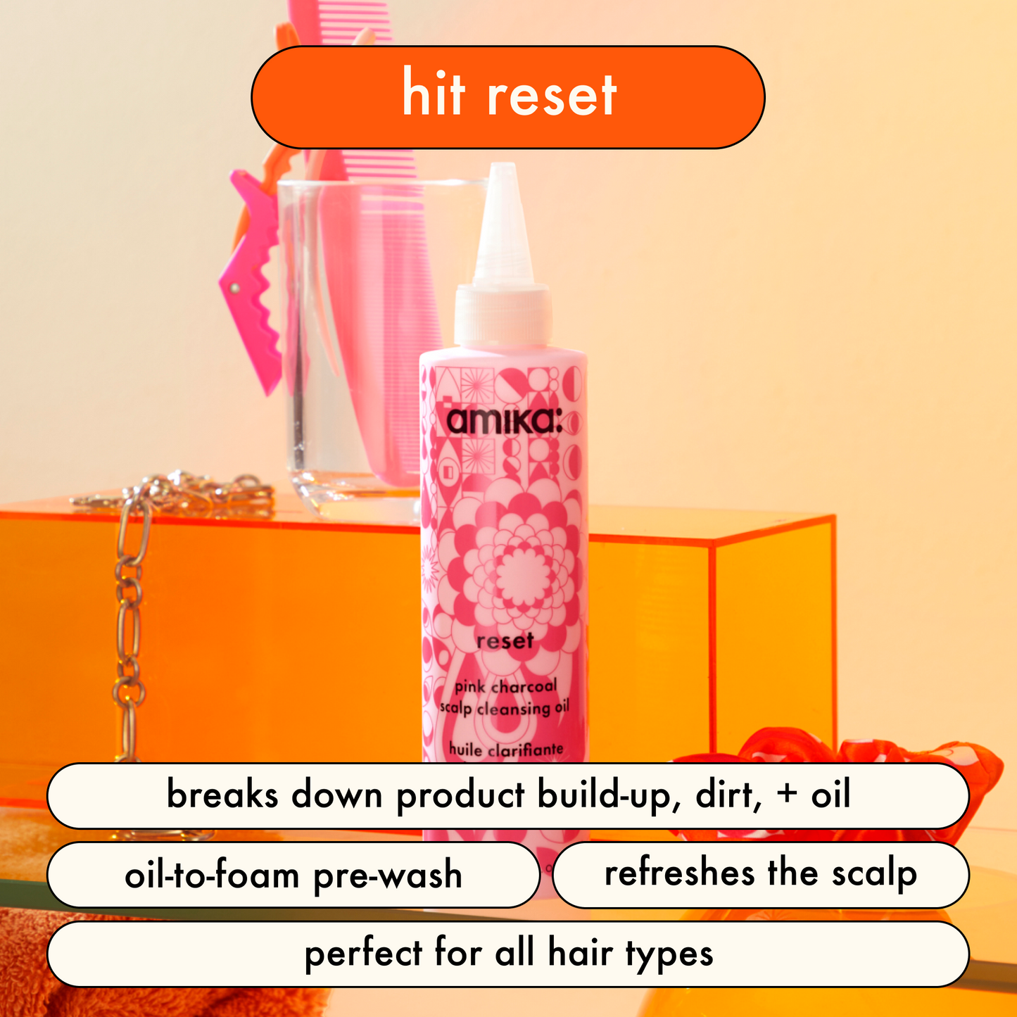 Amika Reset Pink Charcoal Scalp Cleanse Oil