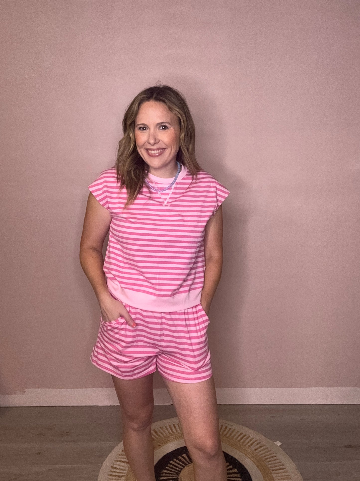 Pink Stripe Lounge Set