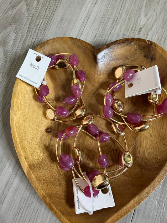 Mauve Stone and Gold Statement Bracelet