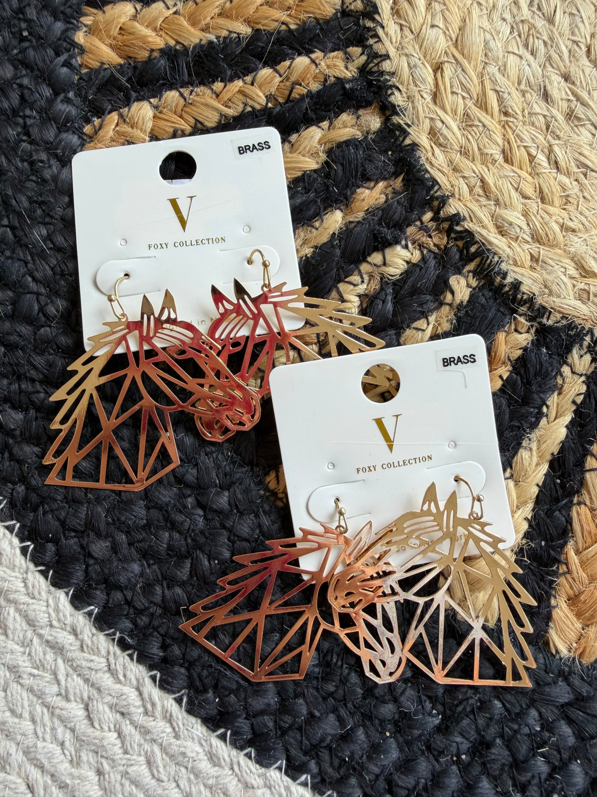 Gold Mustang School Spirit Earrings