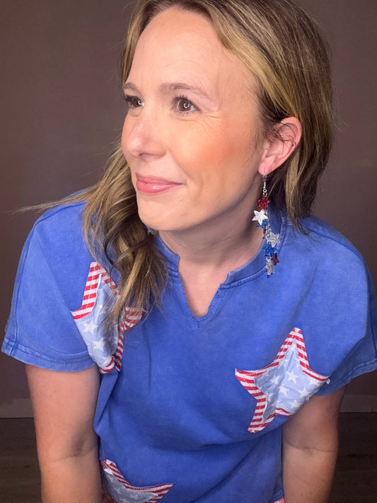 Patriotic Star Dangle Earrings