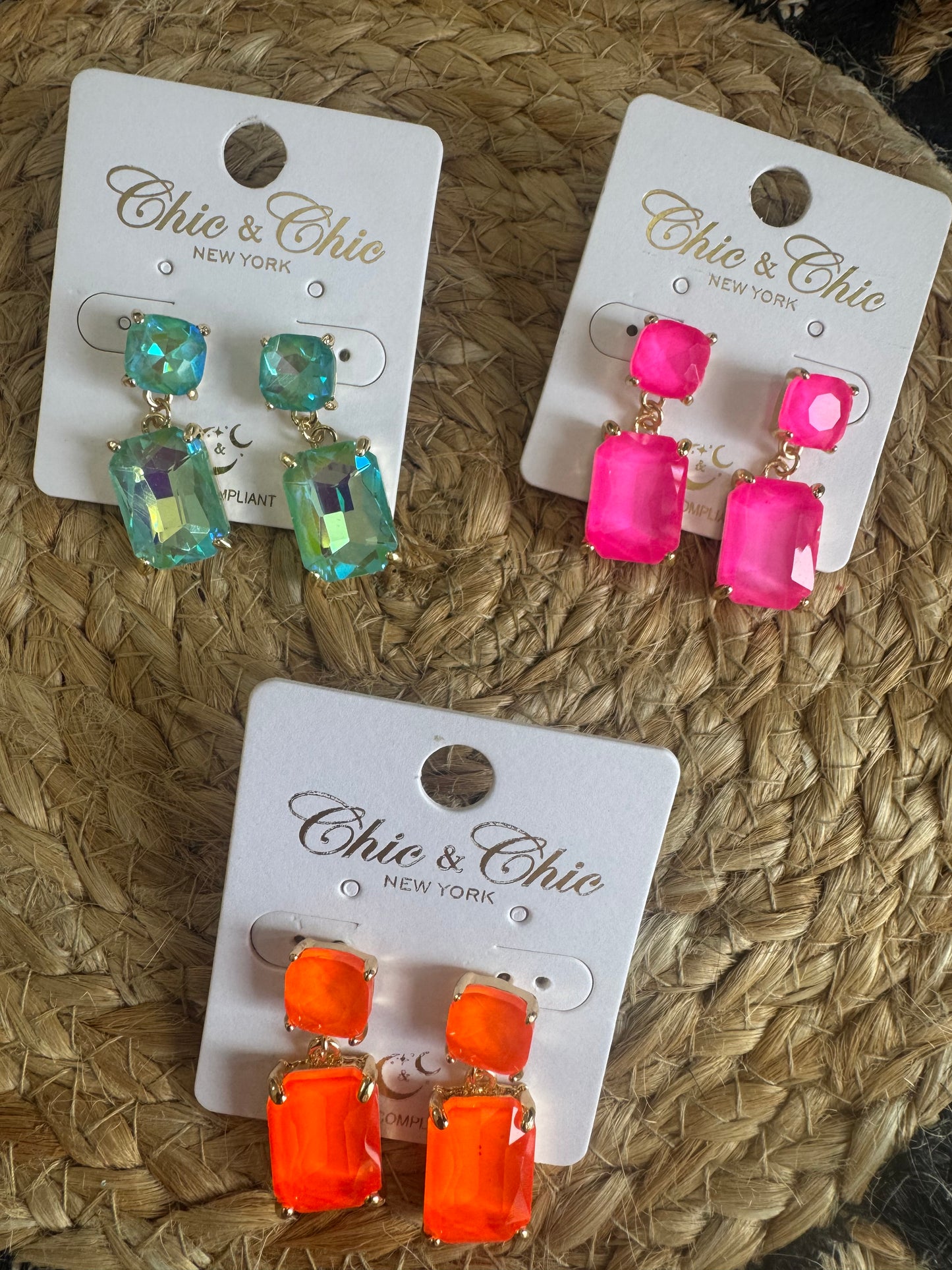 Neon Gemstone Statement Dangle Earrings