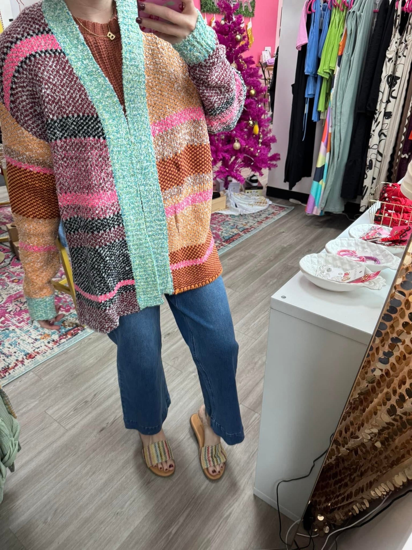 Multicolored abstract cardigan