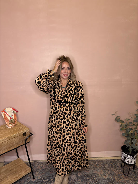 Leopard Print Midi Dress