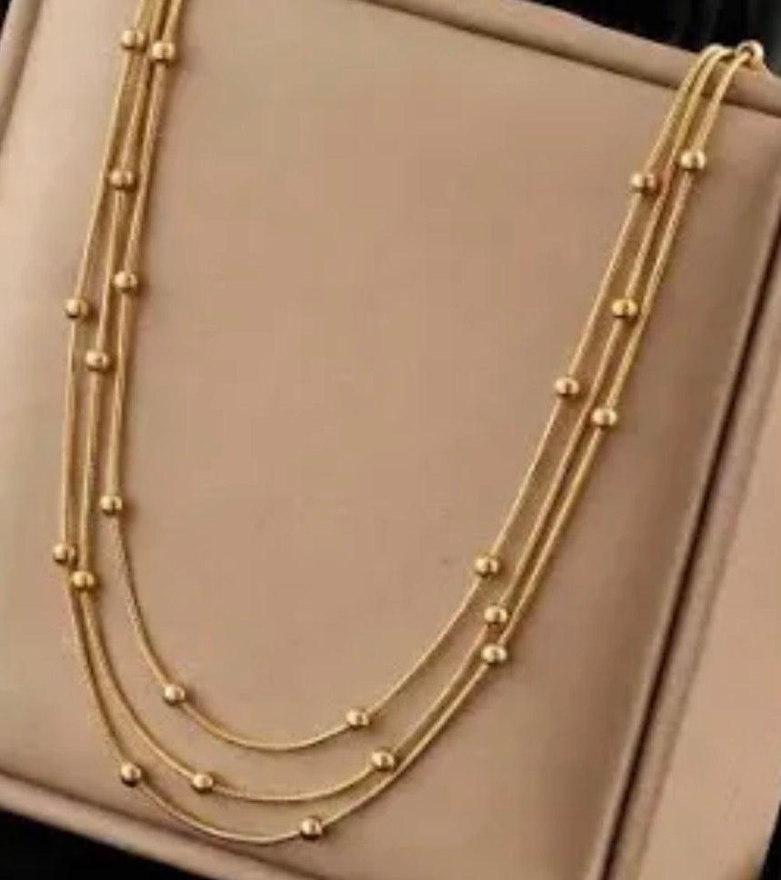 Waterproof Stainless Steel 3-Layer Necklace