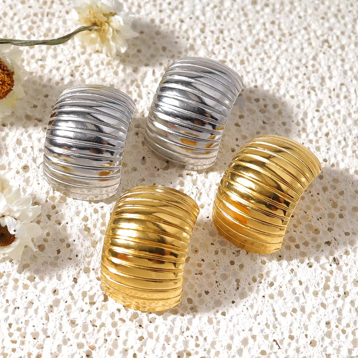 Vintage Gold & Silver Huggie Earrings