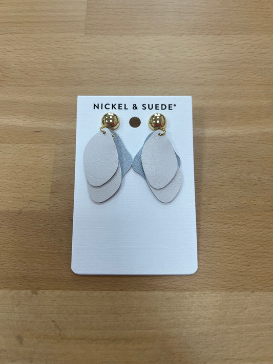 Nickel & Suede Cream Western Earrings