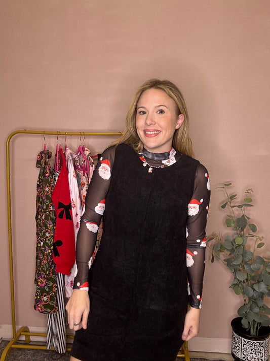 Evergreen Corduroy Shift Dress (Black)