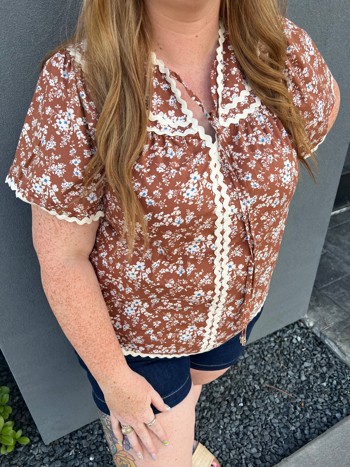 Floral Ric-rac prairie blouse