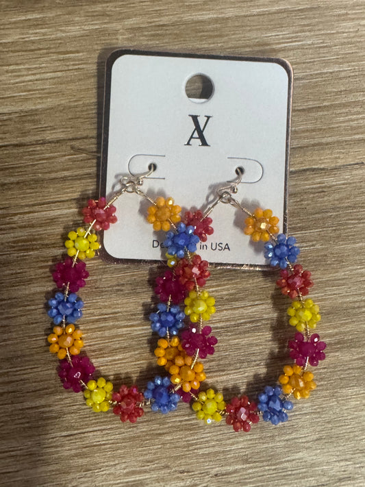 Colorful Floral Hoop Earrings